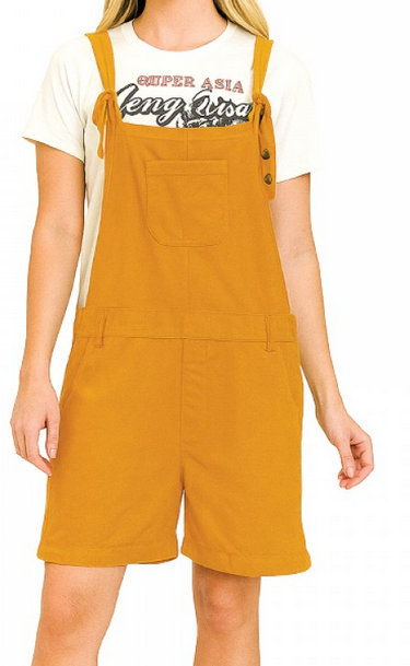 Women's Cotton Solid Color Overall Shorts