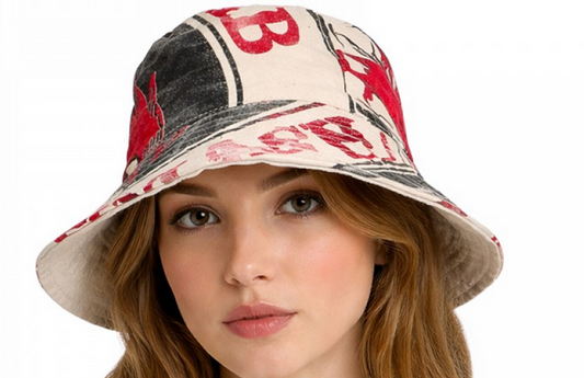 Vintage Rice Sack Rooster Print Bucket Hat