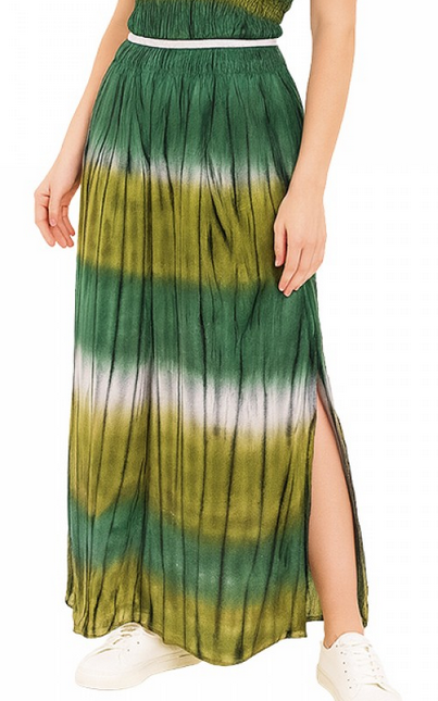 Women's Rayon Tie-Dye Elastic Waist Side-Slit Pants