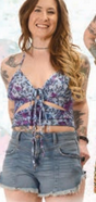 Women's Tie Dye Butterfly Print Halter Top