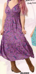 Women's Dragonfly Print 4-Way Shirred Maxi Dress