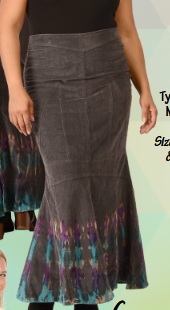 Women's Corduroy Tie-Dye Long Snap-Up Mermaid Skirt