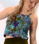 Women's Cotton Spandex Tie-Dye String Crop Top