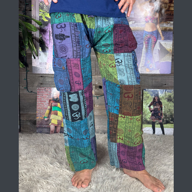 Men's Patchwork Ohm Print Harem Pants