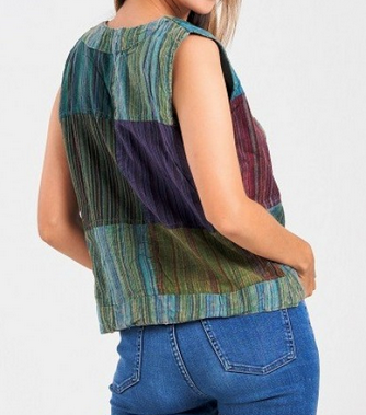 Women's Cotton Striped Patchwork Vest