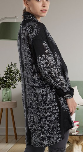 Women's Rayon Deity-Print Cardigan Top