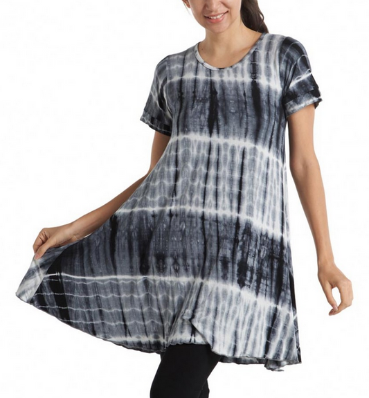 Women's Spandex Tie-Dye Striped Tunic Top