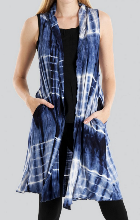 Women's Spandex Tie-Dye Vest W/ Pockets
