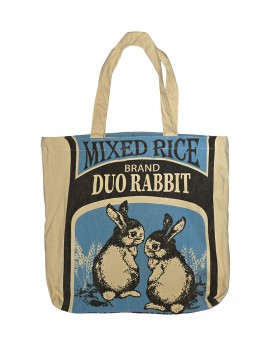 Vintage Rice Sack Print Cotton Tote Bag
