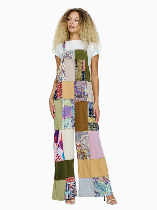 Unisex Floral Patchwork Overalls