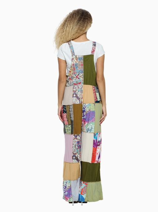 Unisex Floral Patchwork Overalls