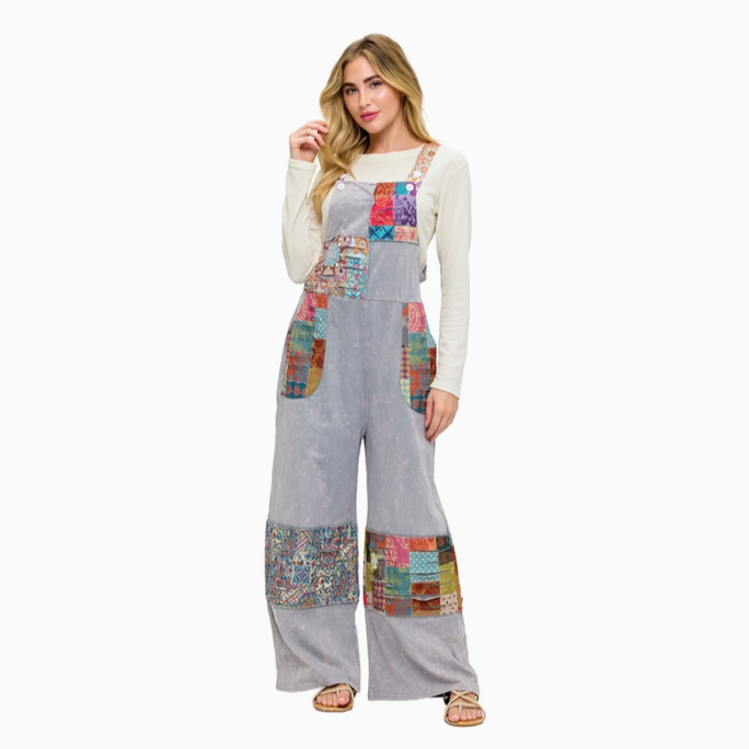 Unisex Boho Patchwork Razor Cut Overall