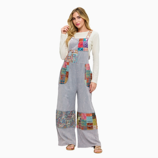 Unisex Boho Patchwork Razor Cut Overall