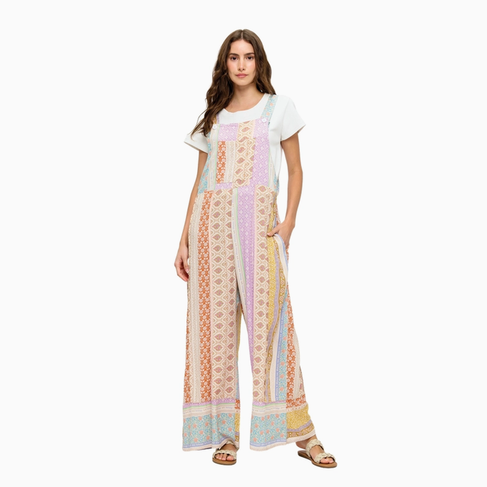 Unisex Floral Ruffled Multicolored Overalls