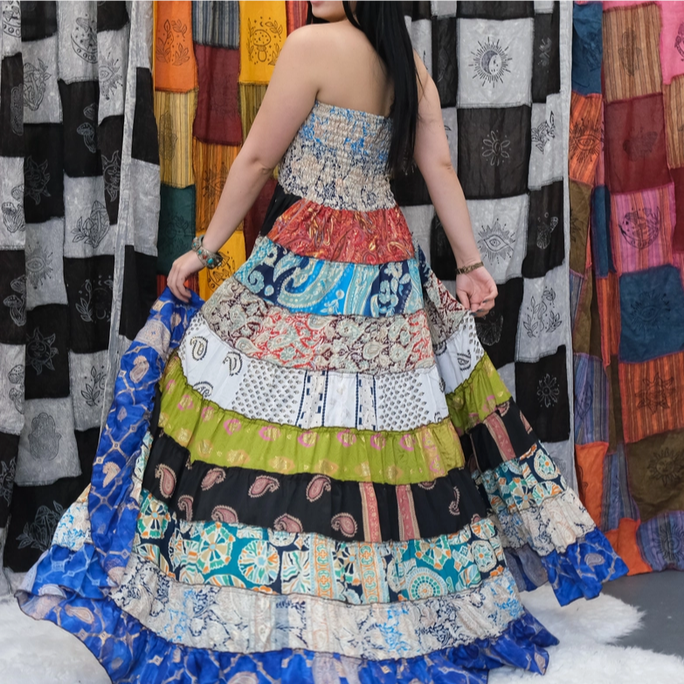 Women's Patchwork High Low Summer Dress