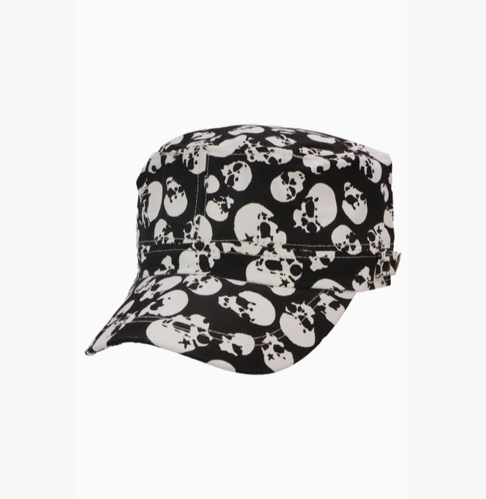 Skull Print Military Cadet Cap