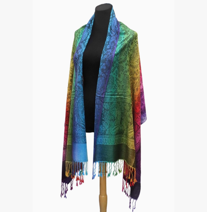 Rainbow Ombre Paisley Vineyard Pashmina