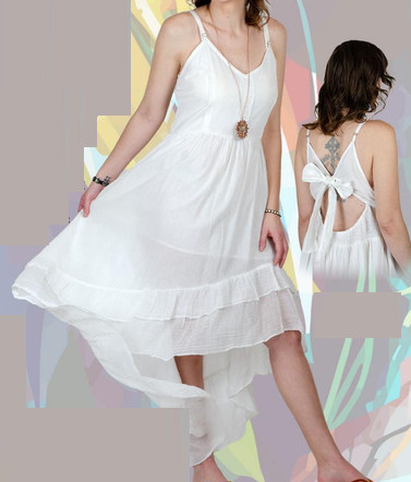 Women's Cotton Prairie Ruffle Peekaboo Maxi Dress