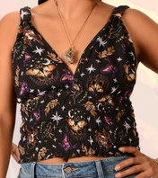 Women's Rayon Moon Moth Halter Top