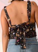 Women's Rayon Moon Moth Halter Top