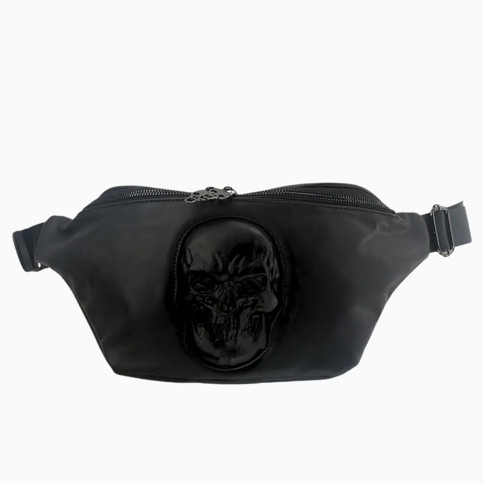 Protruding Skull Vinyl Fanny Pack