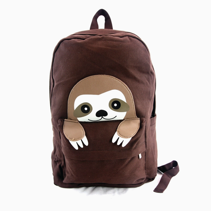 Peeking Baby Sloth Canvas Backpack