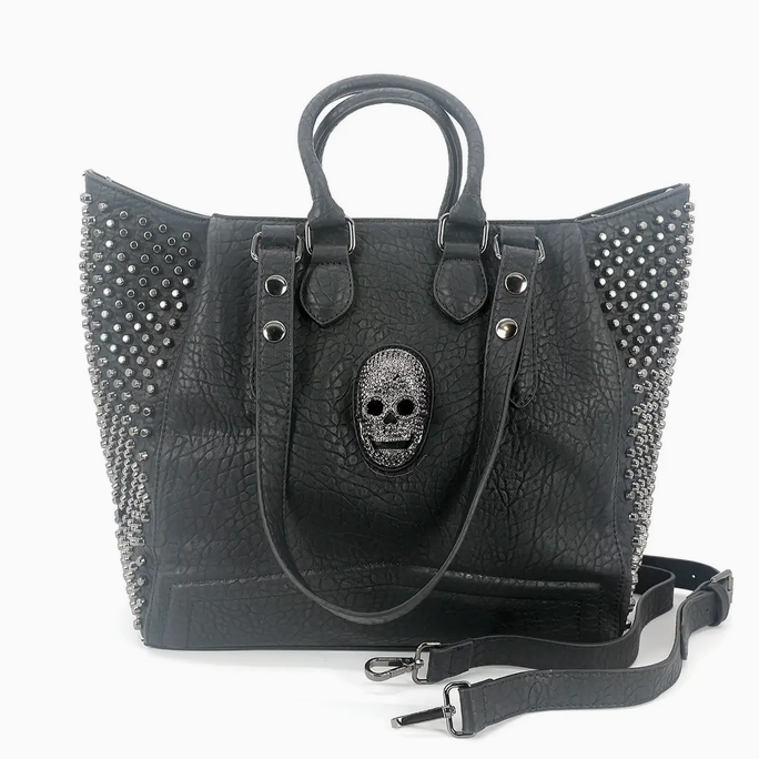 Studded Skull Tote Bag