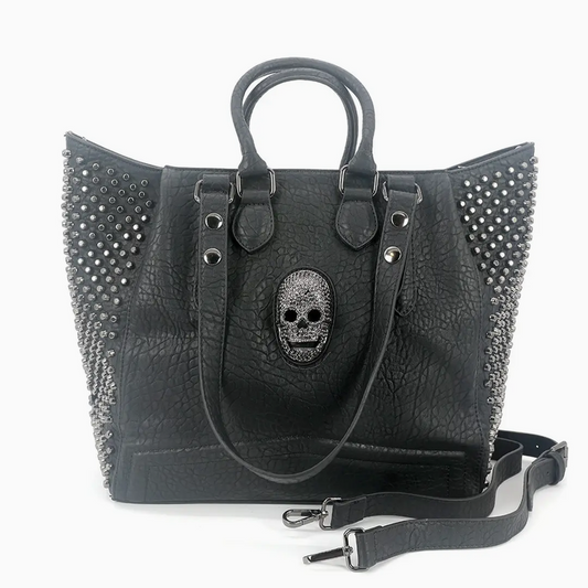 Studded Skull Tote Bag