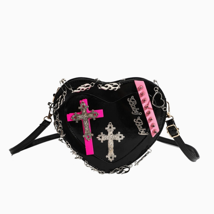 Studded Heart Shoulder Bag