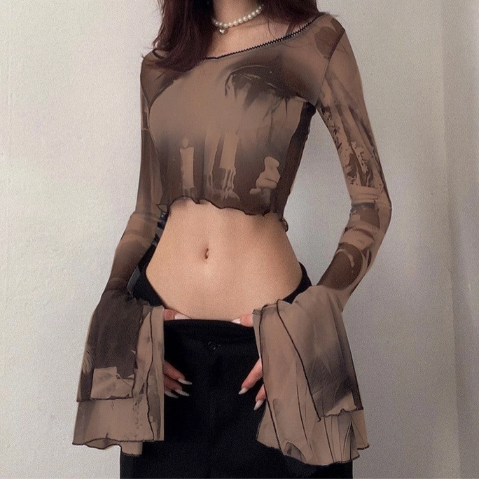 Women's Autumn Mesh Longlseeve Top