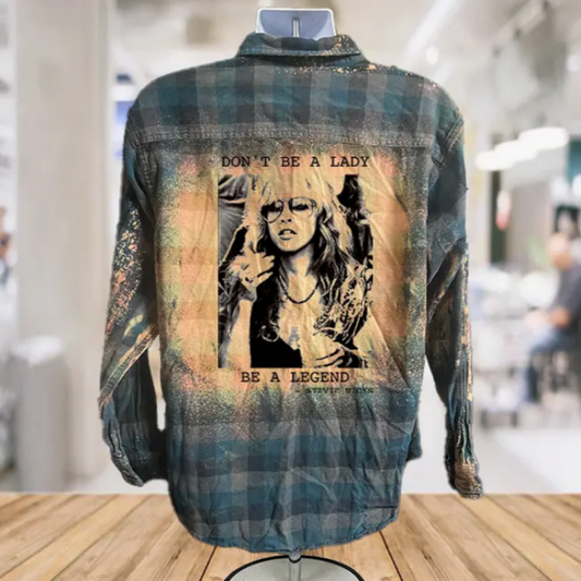 Unisex Lady Legend Bleached Flannel Button Down Shirt