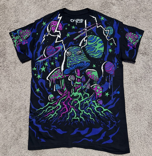 Men's Black Light Mushroom Galaxy T-Shirt