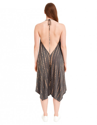 Women's Tie Dye Rayon Halter Backless Goddess Dress