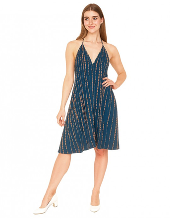 Women's Tie Dye Rayon Halter Backless Goddess Dress