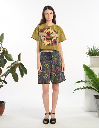 Women's Stone Wash Bee Crop Top