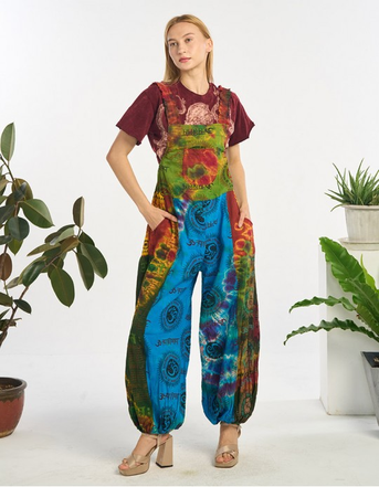 Unisex Ohm Print Tie Dye Jumpsuit