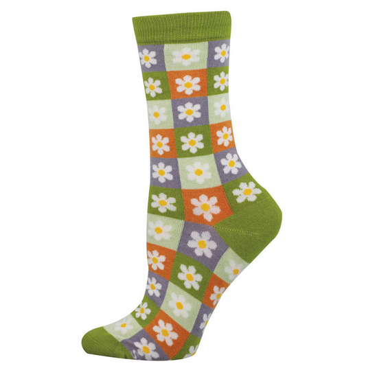 Women's Daisy Squares Crew Socks