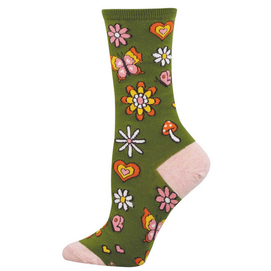 Women's Hazy Daisy Mushroom Crew Socks