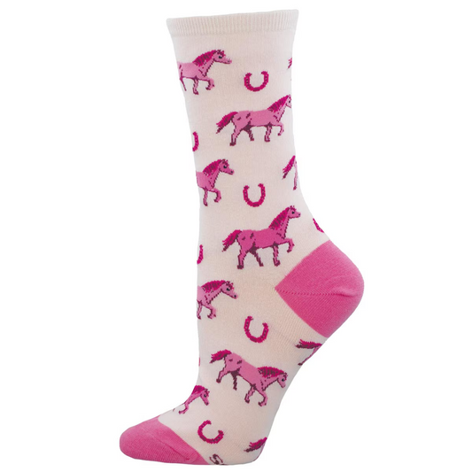 Women's Fuchsia Horse Society Crew Socks