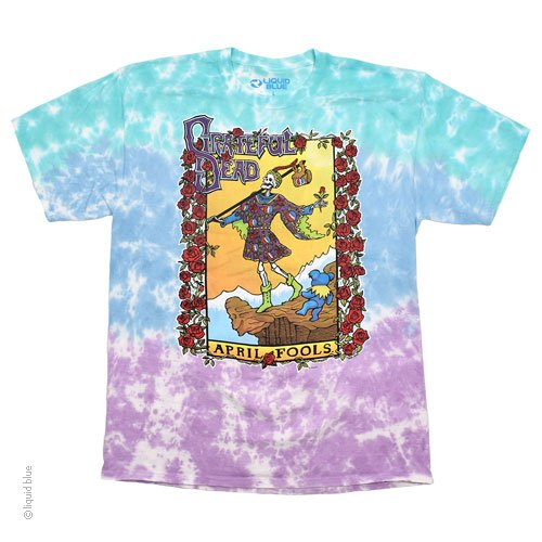 Men's Grateful Dead Tie-Dye April Fools Tarot Skeleton T-Shirt
