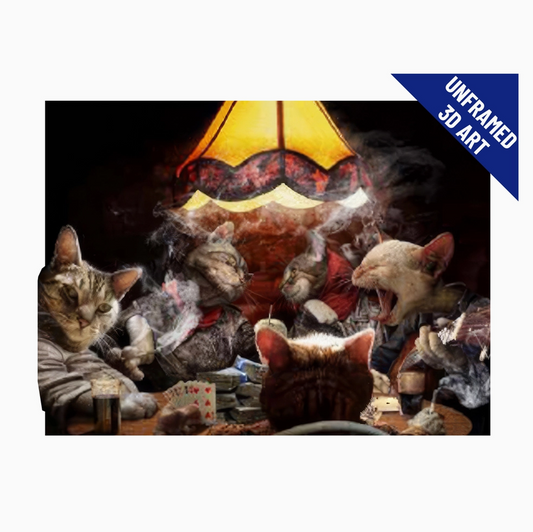Cats Playing Poker 3D Lenticular Wall Art