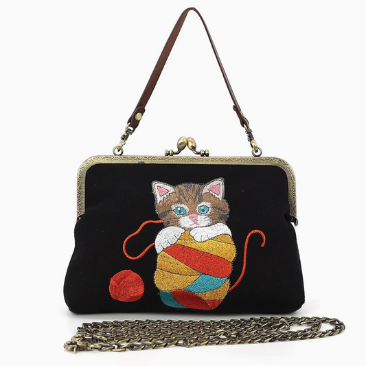 Cat In Yarn Kissolock Bag