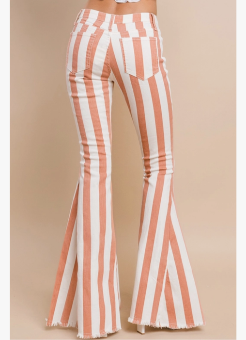 Women's Striped Denim Bellbottoms