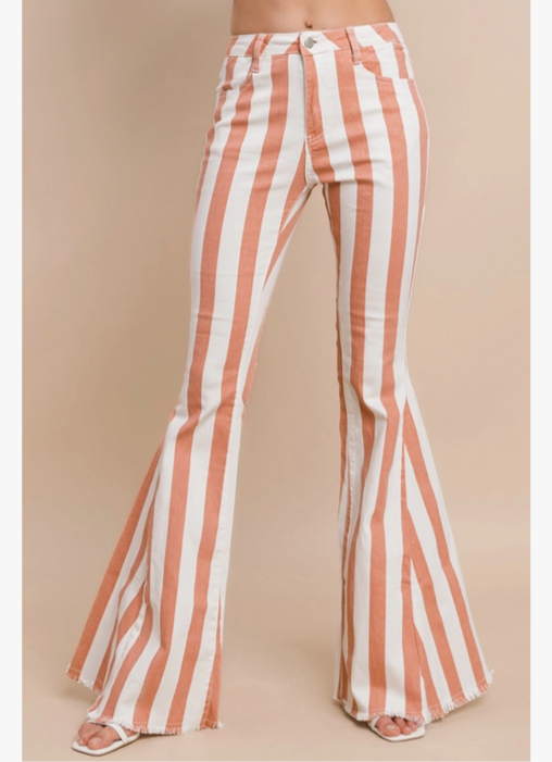 Women's Striped Denim Bellbottoms