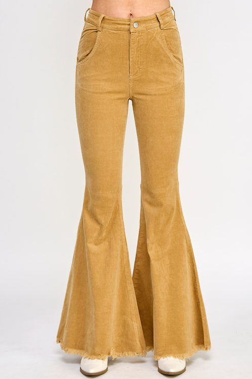 Women's Corduroy Distressed Hem Bellbottoms