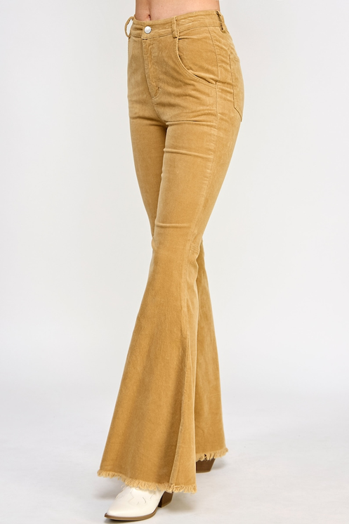 Women's Corduroy Distressed Hem Bellbottoms