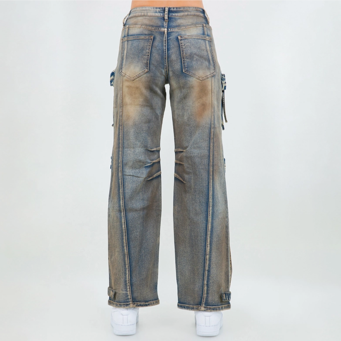 Women's Oil Stain Washed Wide Leg