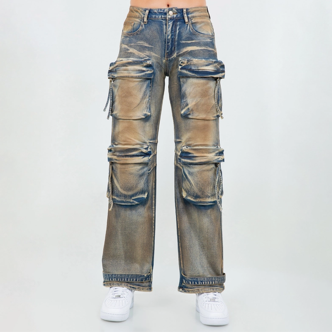Women's Oil Stain Washed Wide Leg