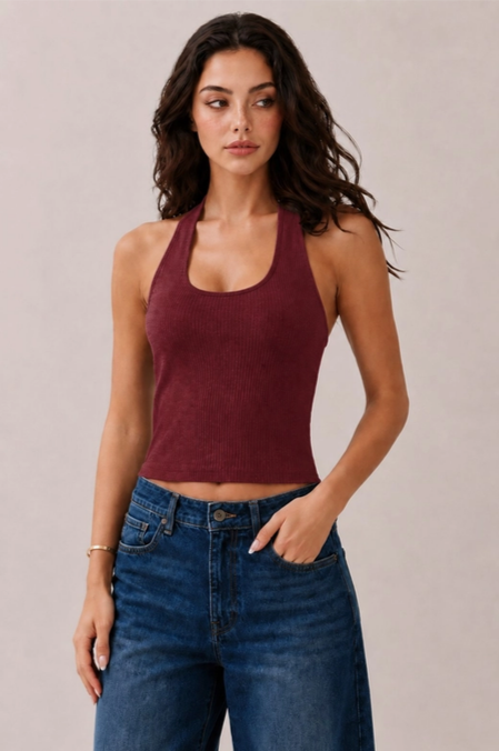 Women's Built-In Bra Halter Tank