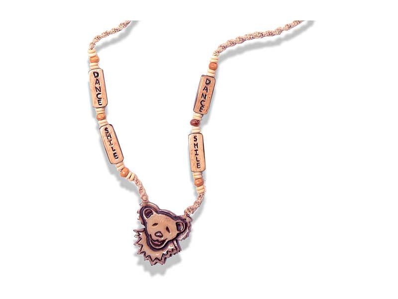 Grateful Dead Dancing Bear Smile Bone Necklace